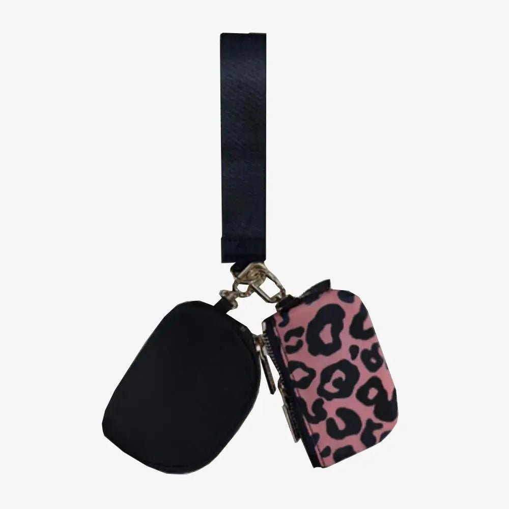 USA Oversea Warehouse Hot Sales High Quality Dual Pouch Bag Mini Nylon Pouch Wristlet Keychain Bag for Traveling Out