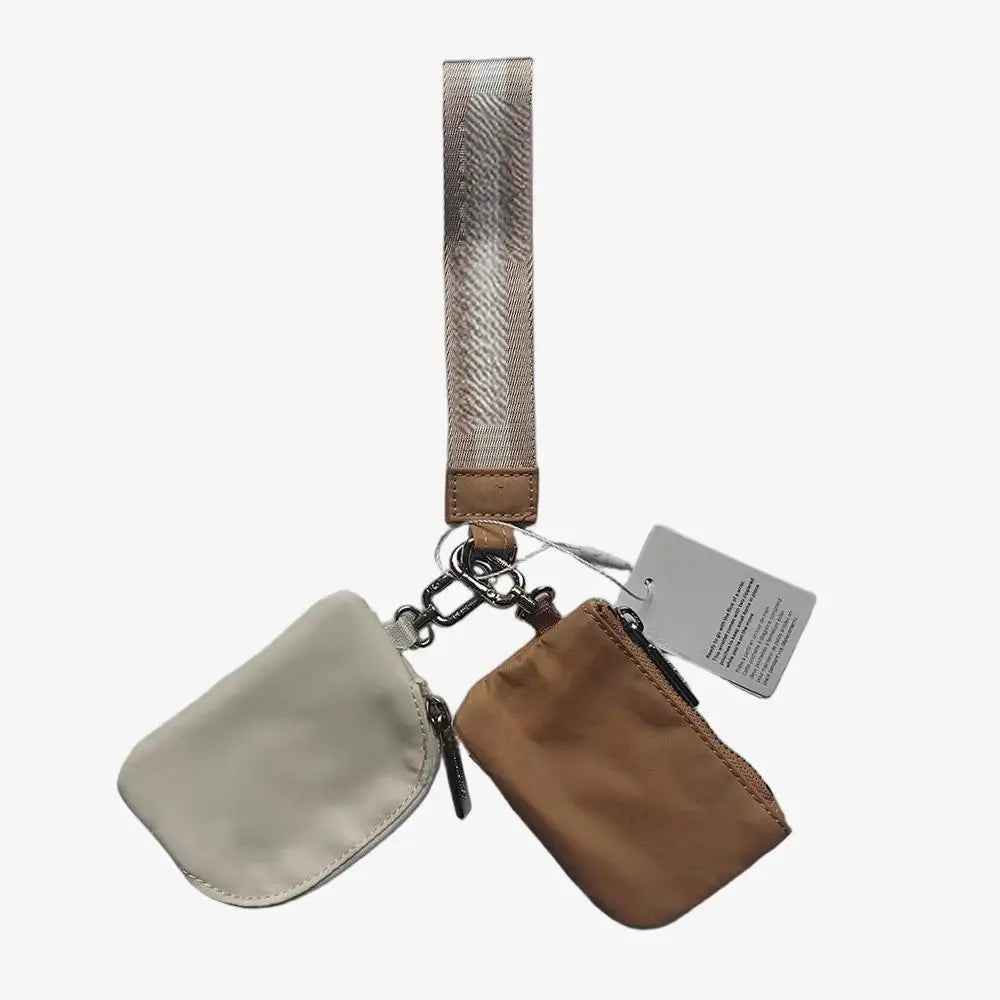 USA Oversea Warehouse Hot Sales High Quality Dual Pouch Bag Mini Nylon Pouch Wristlet Keychain Bag for Traveling Out
