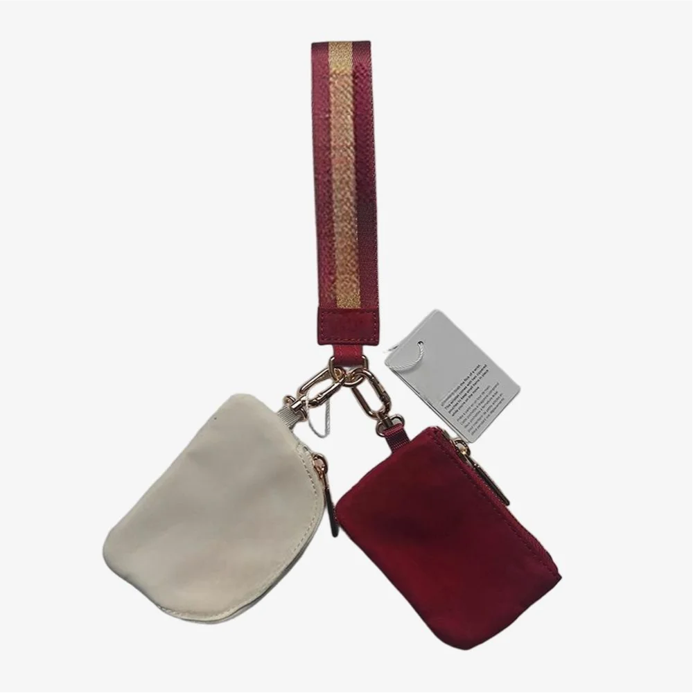 USA Oversea Warehouse Hot Sales High Quality Dual Pouch Bag Mini Nylon Pouch Wristlet Keychain Bag for Traveling Out