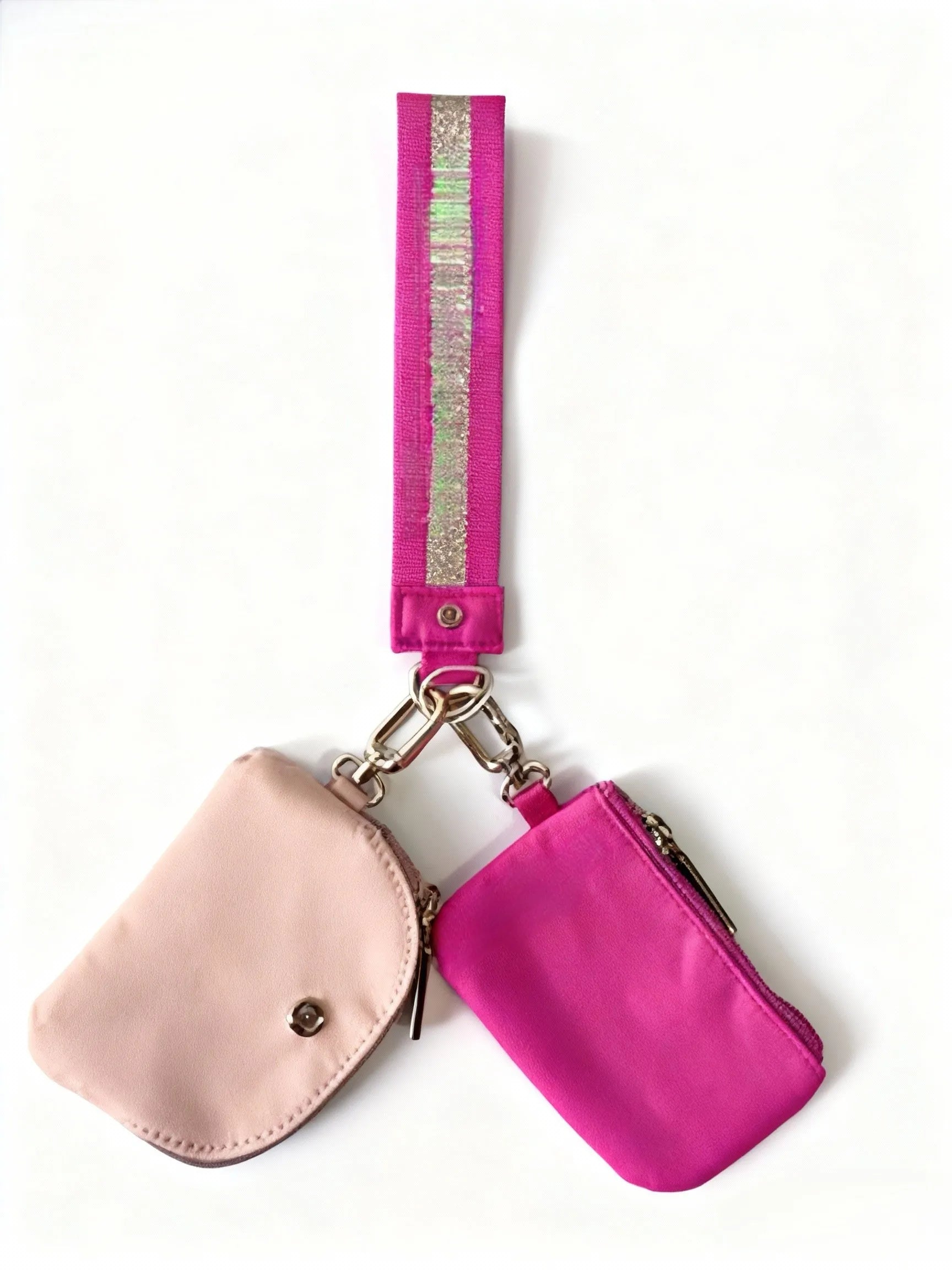 USA Oversea Warehouse Hot Sales High Quality Dual Pouch Bag Mini Nylon Pouch Wristlet Keychain Bag for Traveling Out