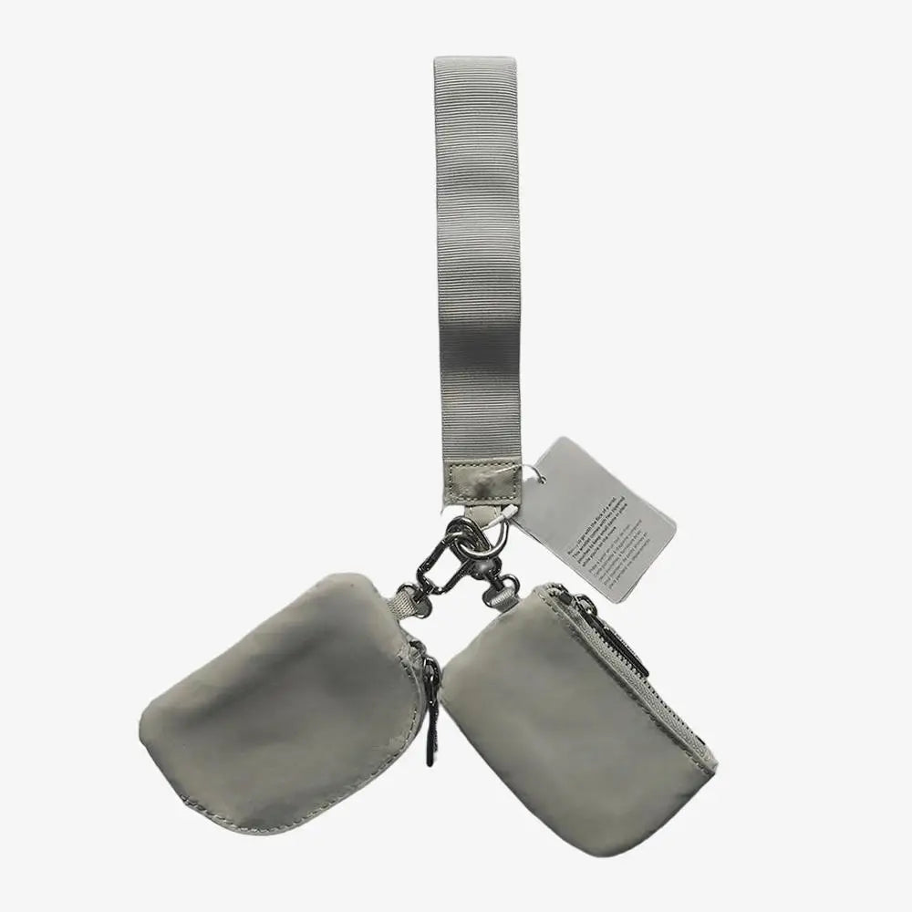 USA Oversea Warehouse Hot Sales High Quality Dual Pouch Bag Mini Nylon Pouch Wristlet Keychain Bag for Traveling Out