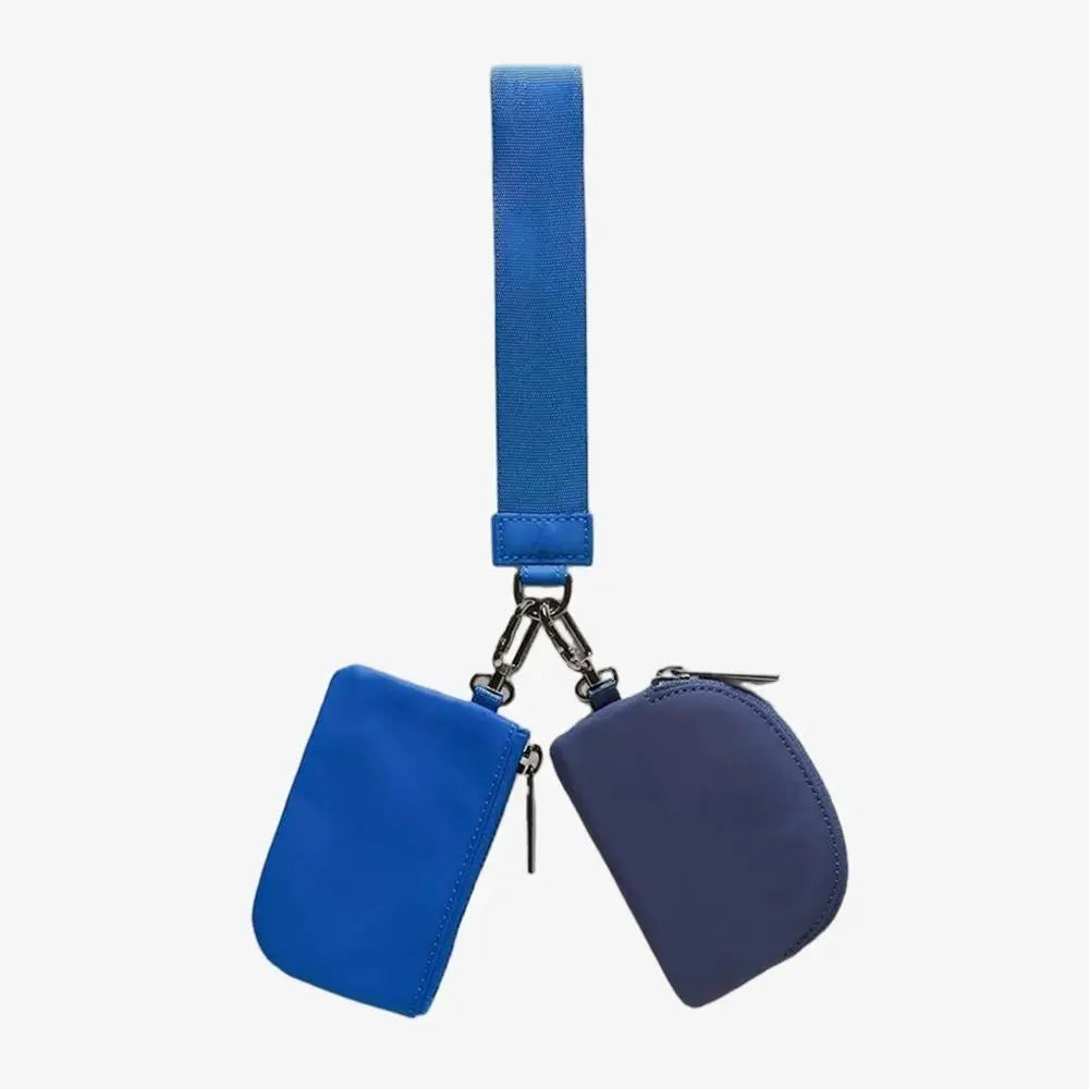 USA Oversea Warehouse Hot Sales High Quality Dual Pouch Bag Mini Nylon Pouch Wristlet Keychain Bag for Traveling Out