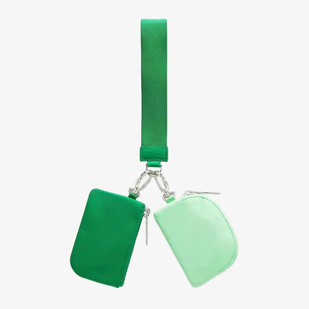 USA Oversea Warehouse Hot Sales High Quality Dual Pouch Bag Mini Nylon Pouch Wristlet Keychain Bag for Traveling Out