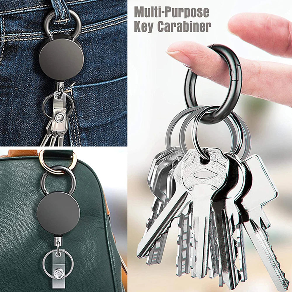 New Wire Rope Camping Telescopic Burglar Chain Car Key Holder Tactical Keychain Outdoor Keyring Return Retractable Women Men