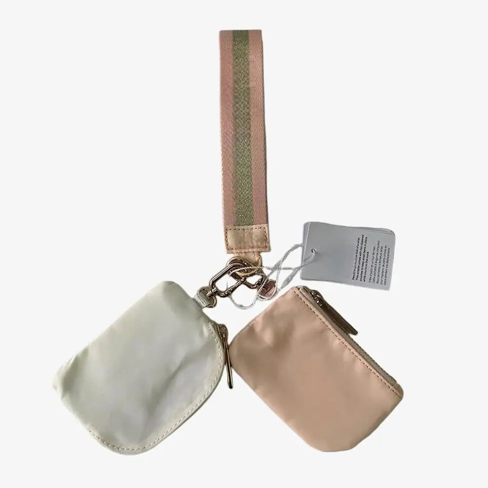 USA Oversea Warehouse Hot Sales High Quality Dual Pouch Bag Mini Nylon Pouch Wristlet Keychain Bag for Traveling Out