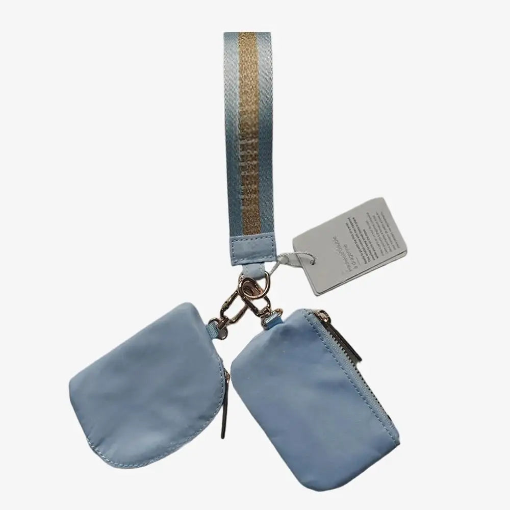 USA Oversea Warehouse Hot Sales High Quality Dual Pouch Bag Mini Nylon Pouch Wristlet Keychain Bag for Traveling Out