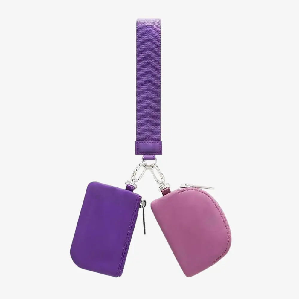 USA Oversea Warehouse Hot Sales High Quality Dual Pouch Bag Mini Nylon Pouch Wristlet Keychain Bag for Traveling Out
