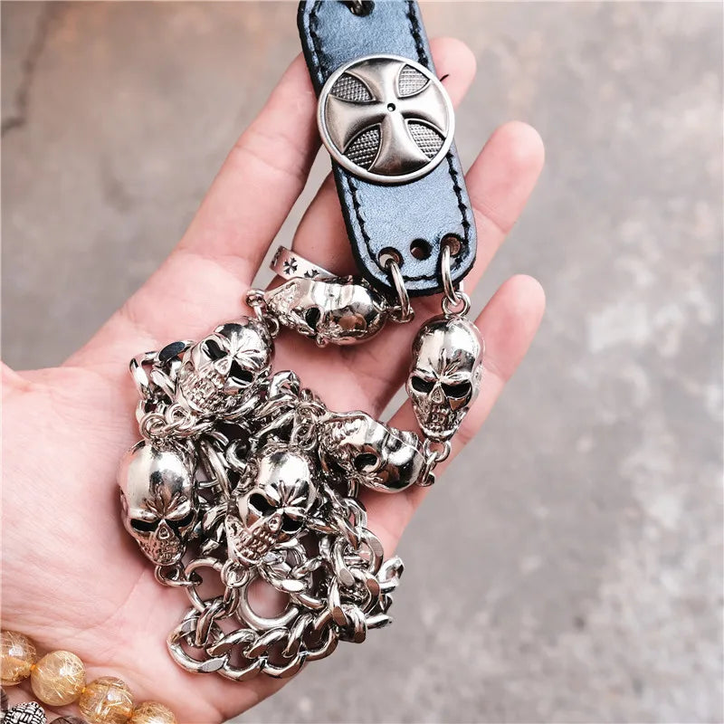 Men's Motorcyle KeyChain Jean Biker Wallet Belts Chain Skull Charm Gothic Rock Skull Pants Trousers Waist Key Men's  Keyring