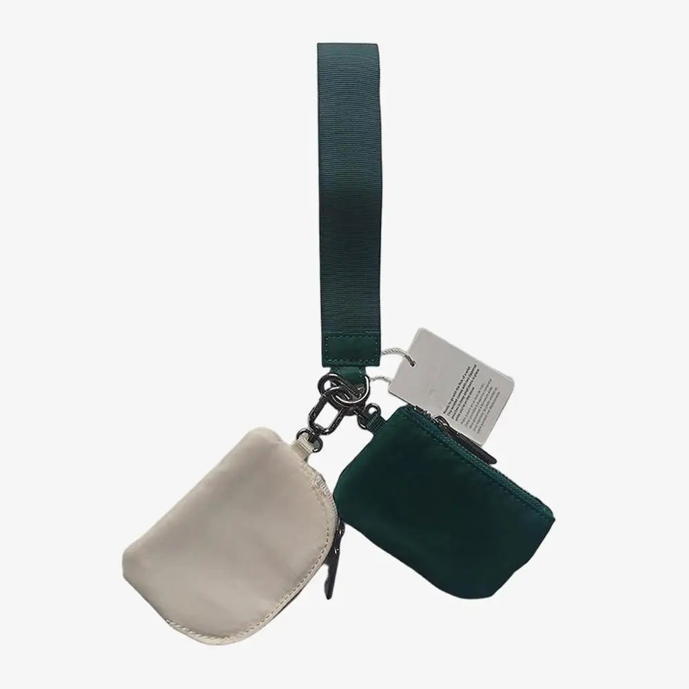USA Oversea Warehouse Hot Sales High Quality Dual Pouch Bag Mini Nylon Pouch Wristlet Keychain Bag for Traveling Out