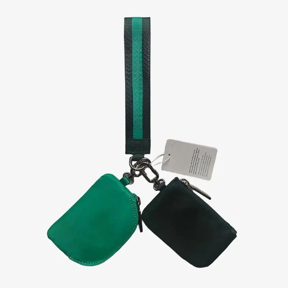 USA Oversea Warehouse Hot Sales High Quality Dual Pouch Bag Mini Nylon Pouch Wristlet Keychain Bag for Traveling Out