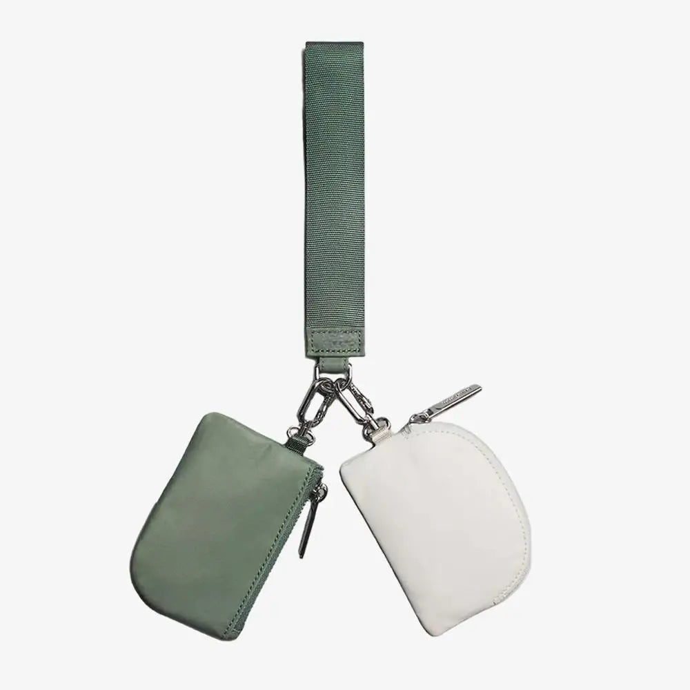 USA Oversea Warehouse Hot Sales High Quality Dual Pouch Bag Mini Nylon Pouch Wristlet Keychain Bag for Traveling Out