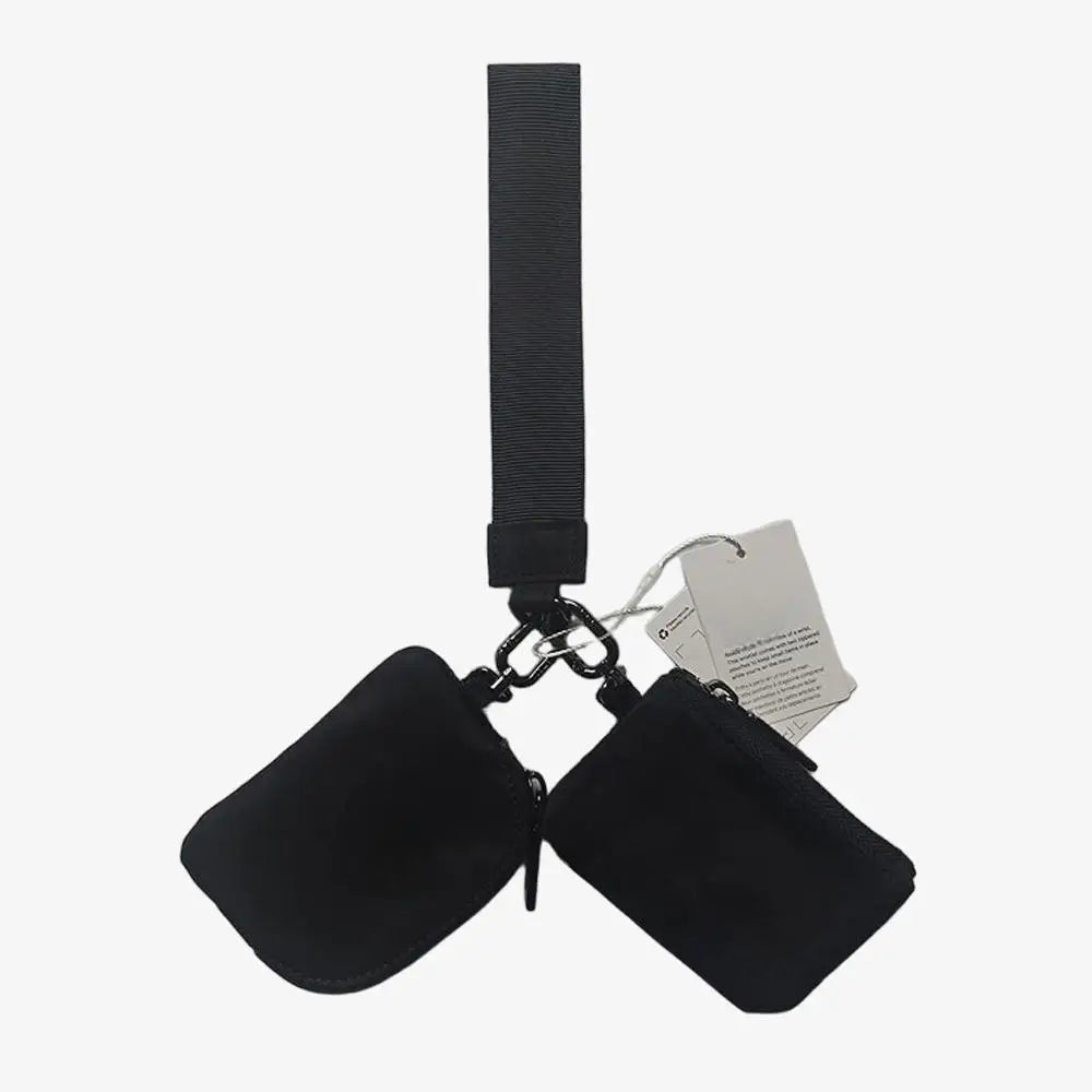 USA Oversea Warehouse Hot Sales High Quality Dual Pouch Bag Mini Nylon Pouch Wristlet Keychain Bag for Traveling Out
