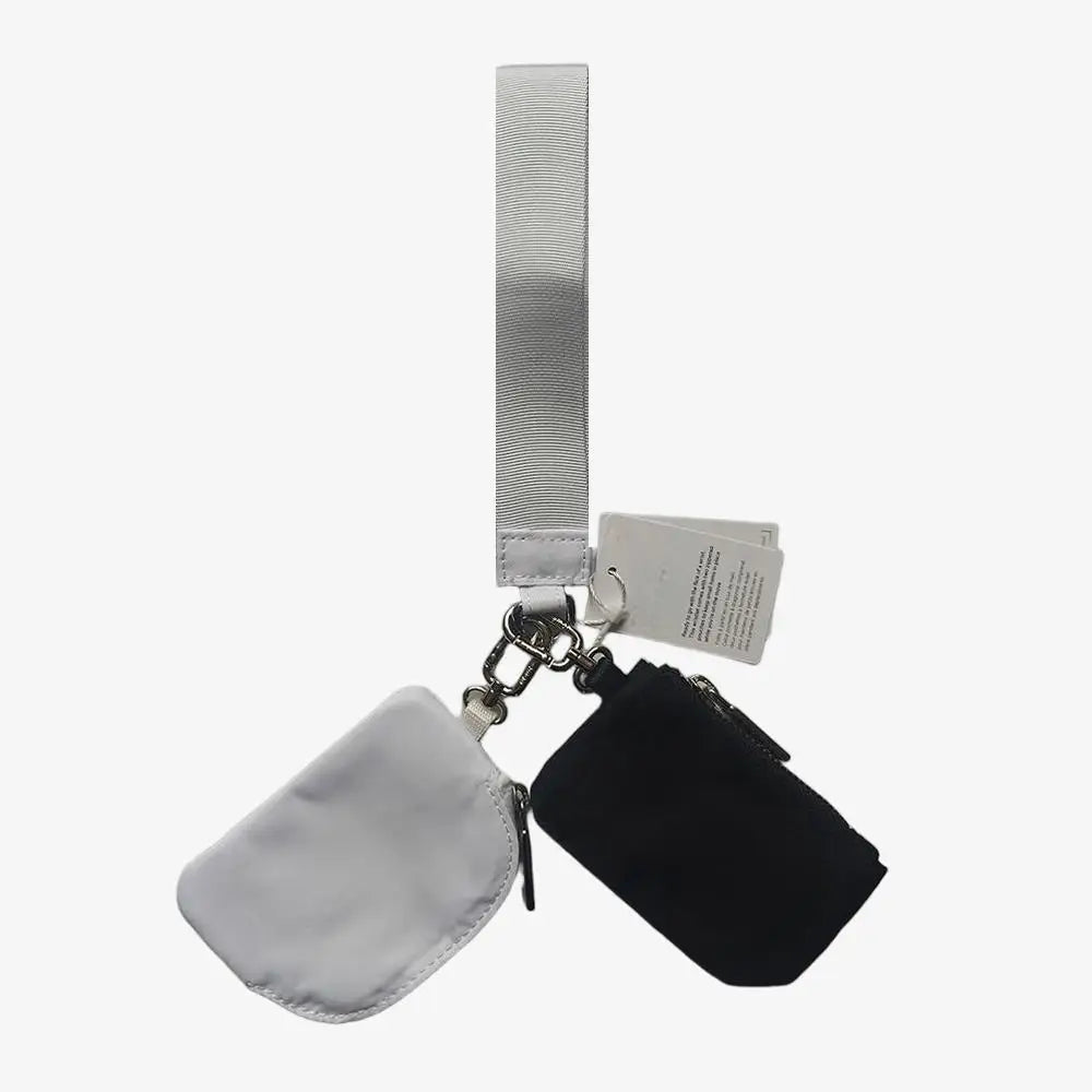 USA Oversea Warehouse Hot Sales High Quality Dual Pouch Bag Mini Nylon Pouch Wristlet Keychain Bag for Traveling Out