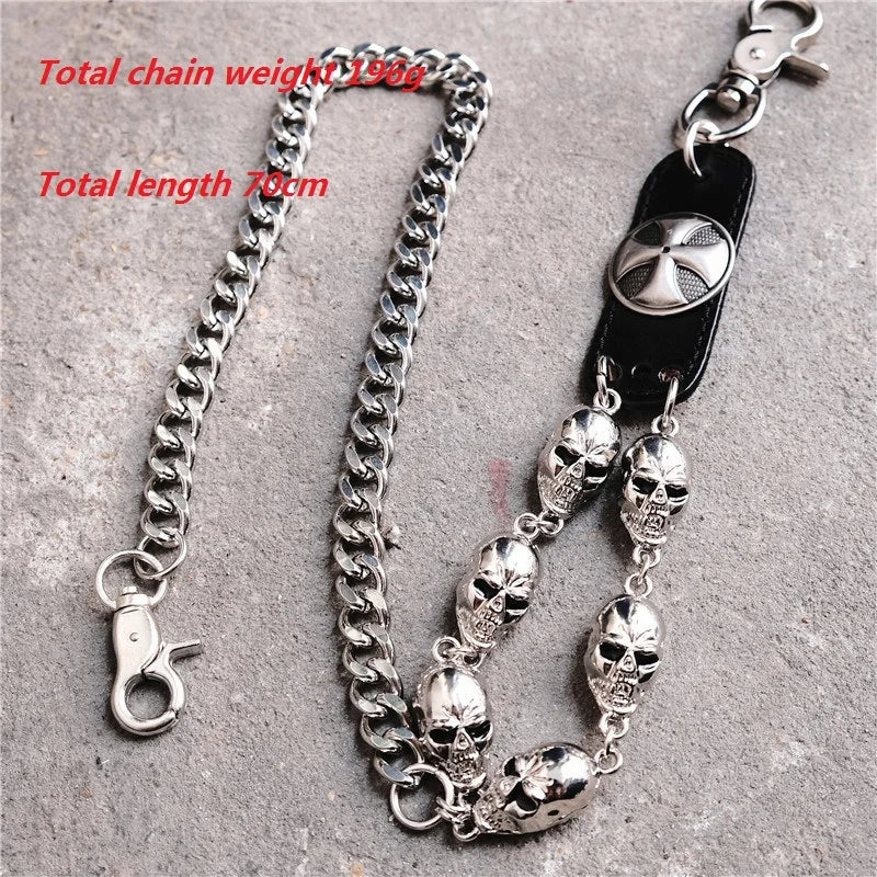 Men's Motorcyle KeyChain Jean Biker Wallet Belts Chain Skull Charm Gothic Rock Skull Pants Trousers Waist Key Men's  Keyring