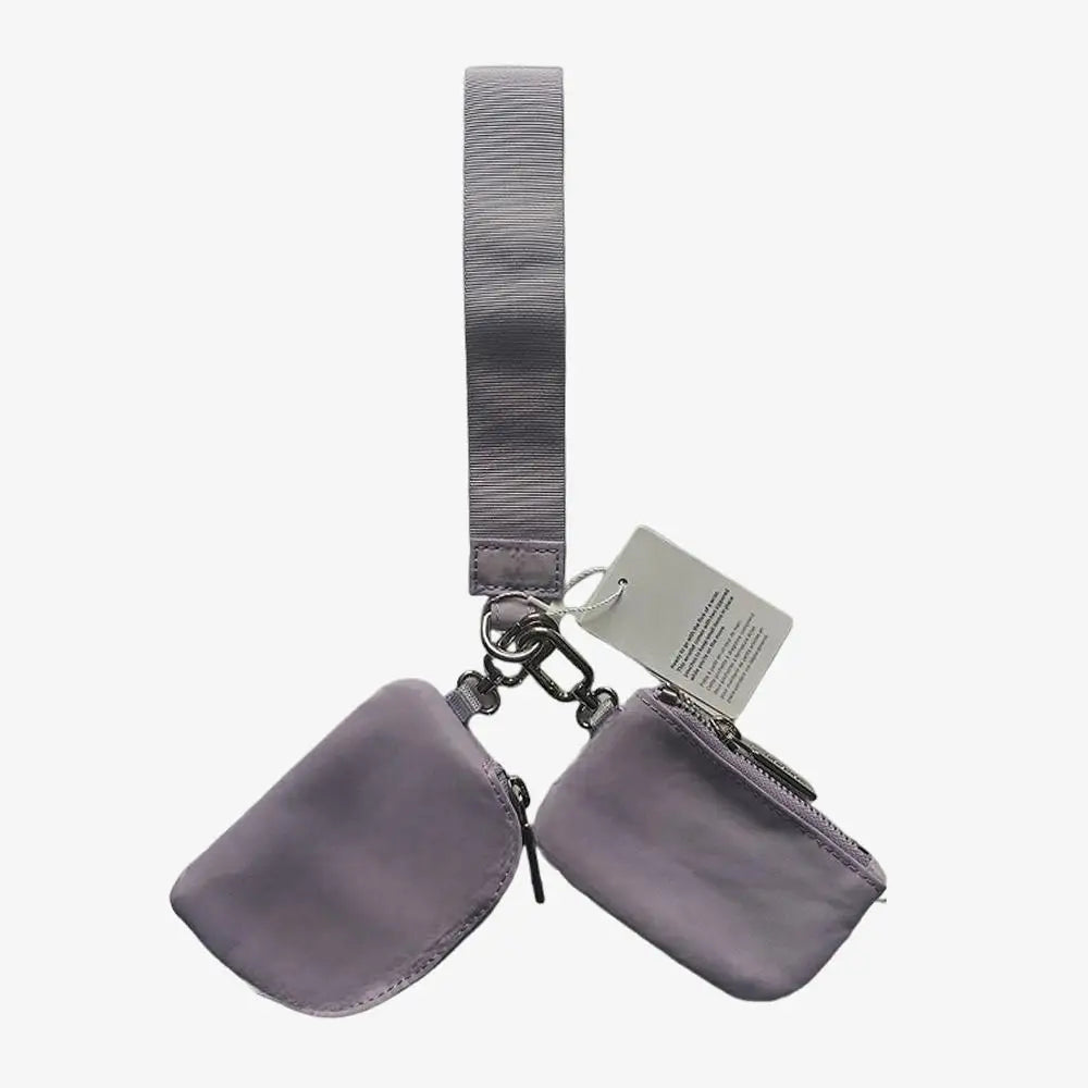 USA Oversea Warehouse Hot Sales High Quality Dual Pouch Bag Mini Nylon Pouch Wristlet Keychain Bag for Traveling Out