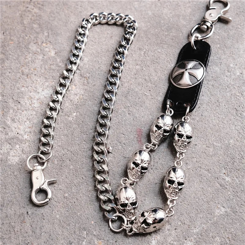 Men's Motorcyle KeyChain Jean Biker Wallet Belts Chain Skull Charm Gothic Rock Skull Pants Trousers Waist Key Men's  Keyring
