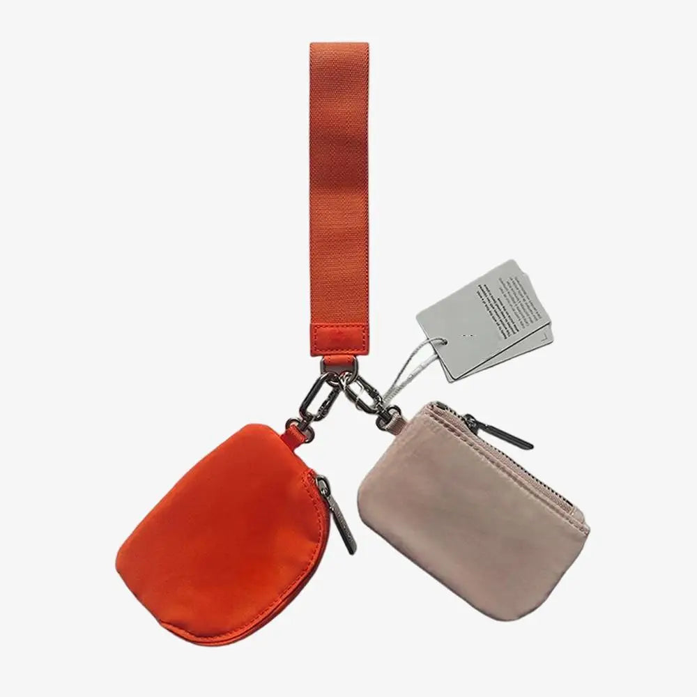 USA Oversea Warehouse Hot Sales High Quality Dual Pouch Bag Mini Nylon Pouch Wristlet Keychain Bag for Traveling Out
