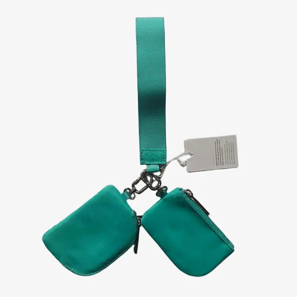 USA Oversea Warehouse Hot Sales High Quality Dual Pouch Bag Mini Nylon Pouch Wristlet Keychain Bag for Traveling Out