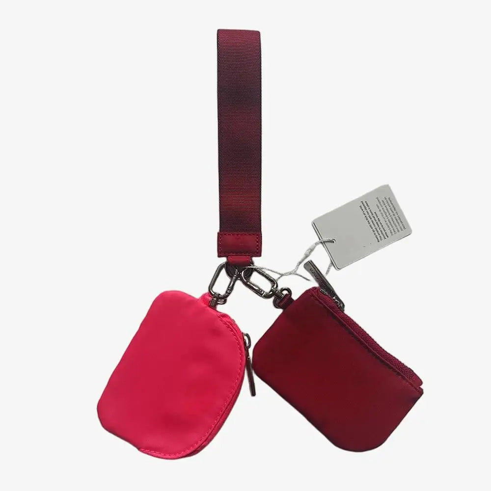 USA Oversea Warehouse Hot Sales High Quality Dual Pouch Bag Mini Nylon Pouch Wristlet Keychain Bag for Traveling Out