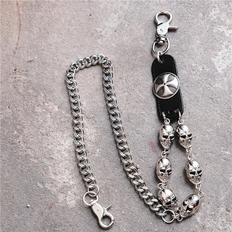 Men's Motorcyle KeyChain Jean Biker Wallet Belts Chain Skull Charm Gothic Rock Skull Pants Trousers Waist Key Men's  Keyring