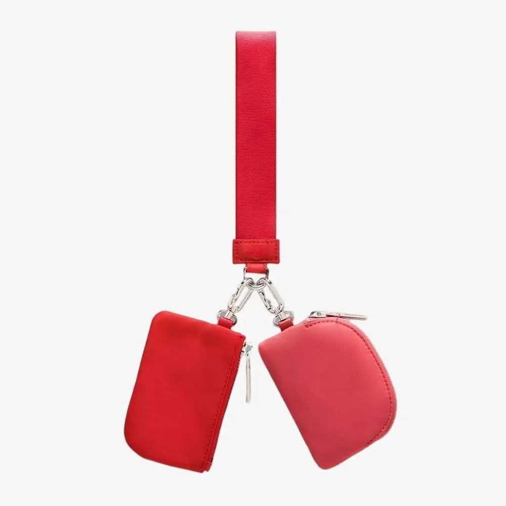 USA Oversea Warehouse Hot Sales High Quality Dual Pouch Bag Mini Nylon Pouch Wristlet Keychain Bag for Traveling Out