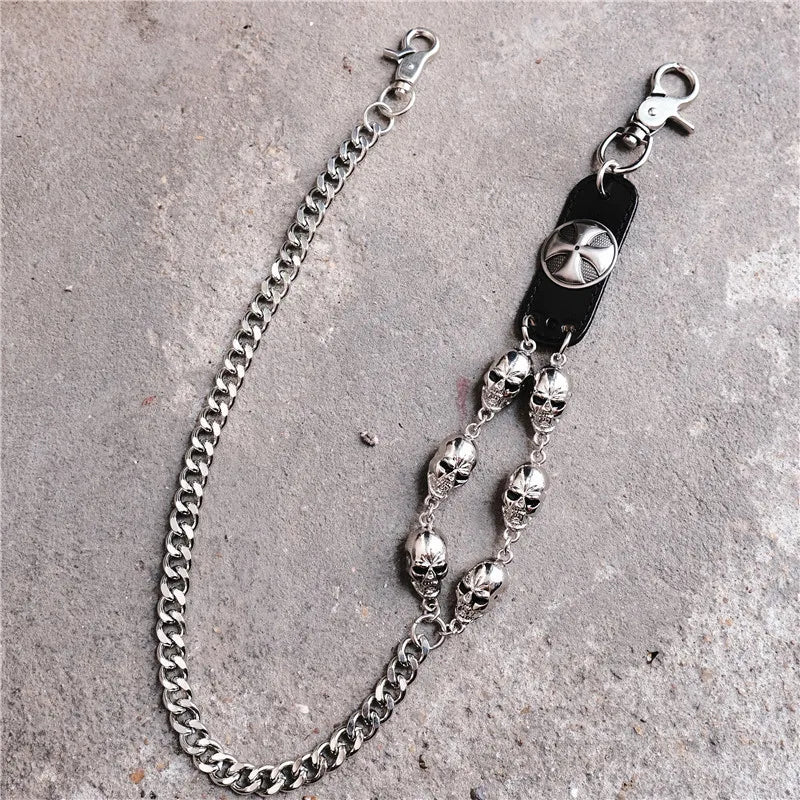 Men's Motorcyle KeyChain Jean Biker Wallet Belts Chain Skull Charm Gothic Rock Skull Pants Trousers Waist Key Men's  Keyring