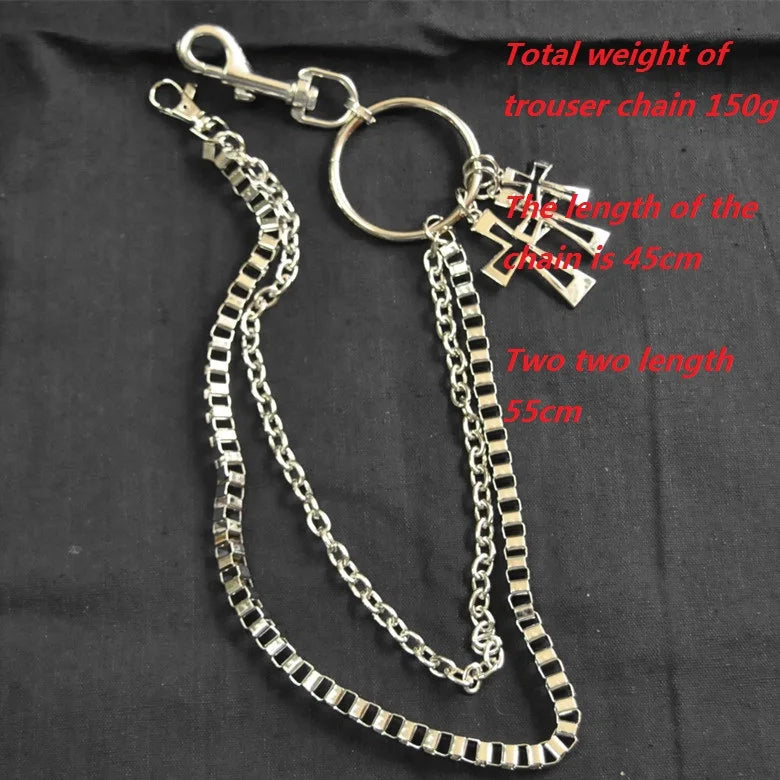 Men's Motorcyle KeyChain Jean Biker Wallet Belts Chain Skull Charm Gothic Rock Skull Pants Trousers Waist Key Men's  Keyring