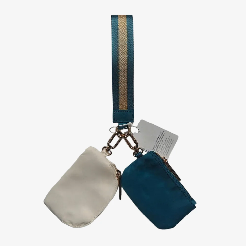 USA Oversea Warehouse Hot Sales High Quality Dual Pouch Bag Mini Nylon Pouch Wristlet Keychain Bag for Traveling Out