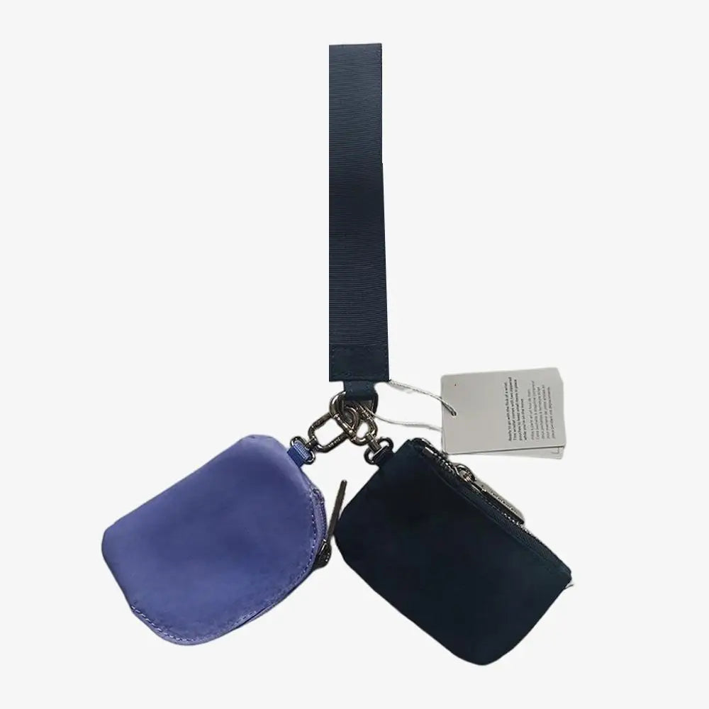 USA Oversea Warehouse Hot Sales High Quality Dual Pouch Bag Mini Nylon Pouch Wristlet Keychain Bag for Traveling Out