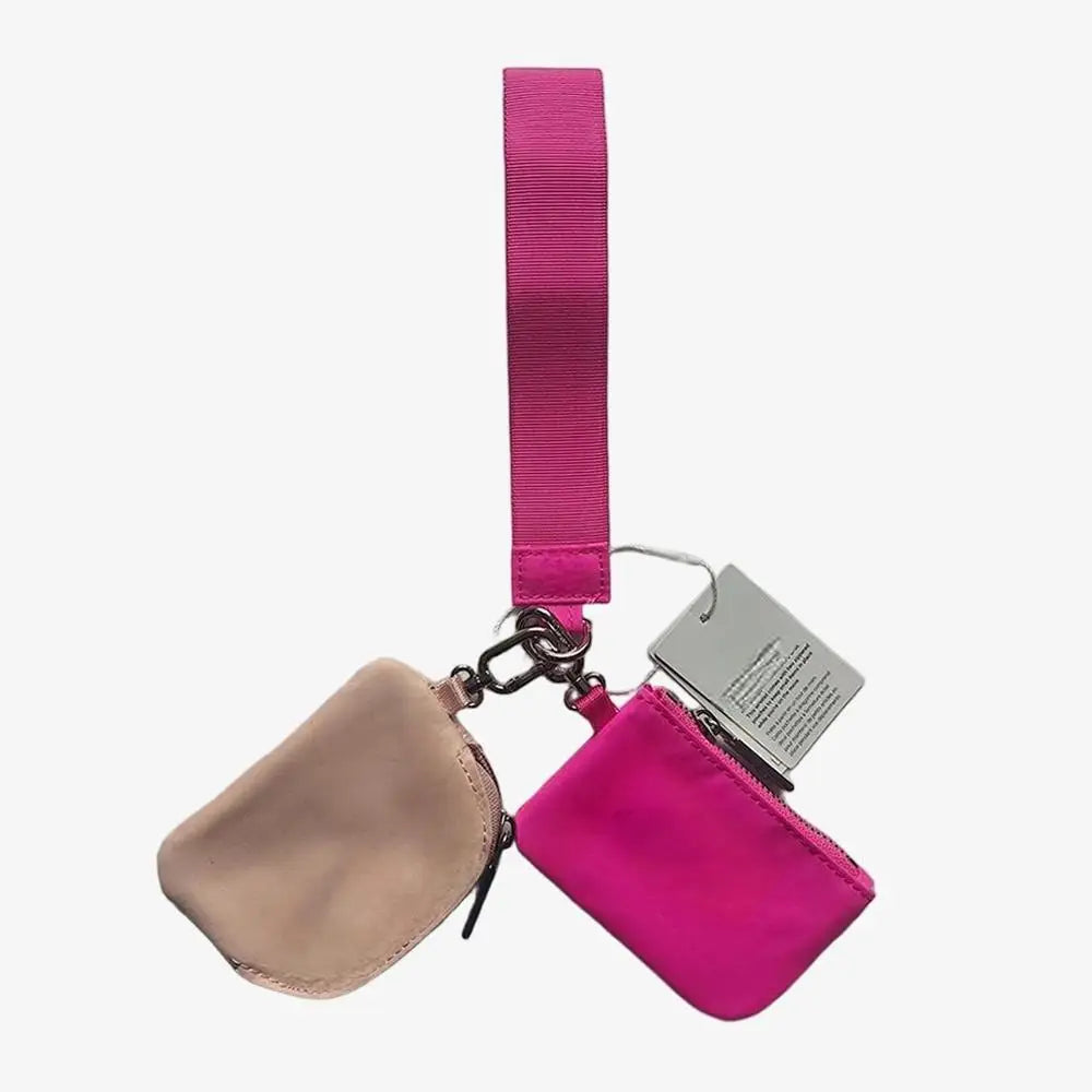 USA Oversea Warehouse Hot Sales High Quality Dual Pouch Bag Mini Nylon Pouch Wristlet Keychain Bag for Traveling Out