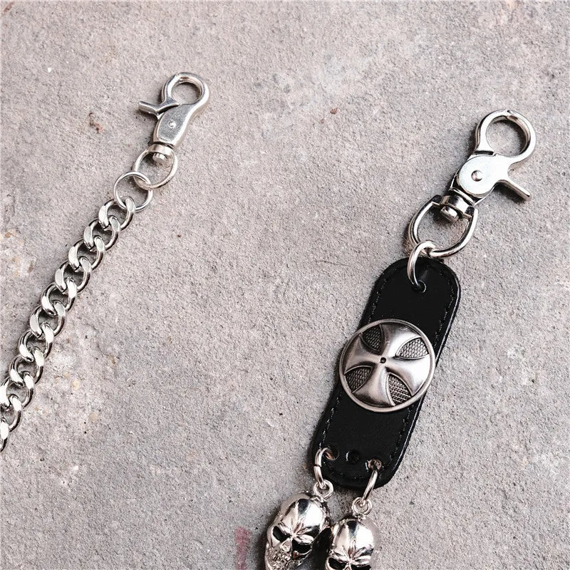 Men's Motorcyle KeyChain Jean Biker Wallet Belts Chain Skull Charm Gothic Rock Skull Pants Trousers Waist Key Men's  Keyring