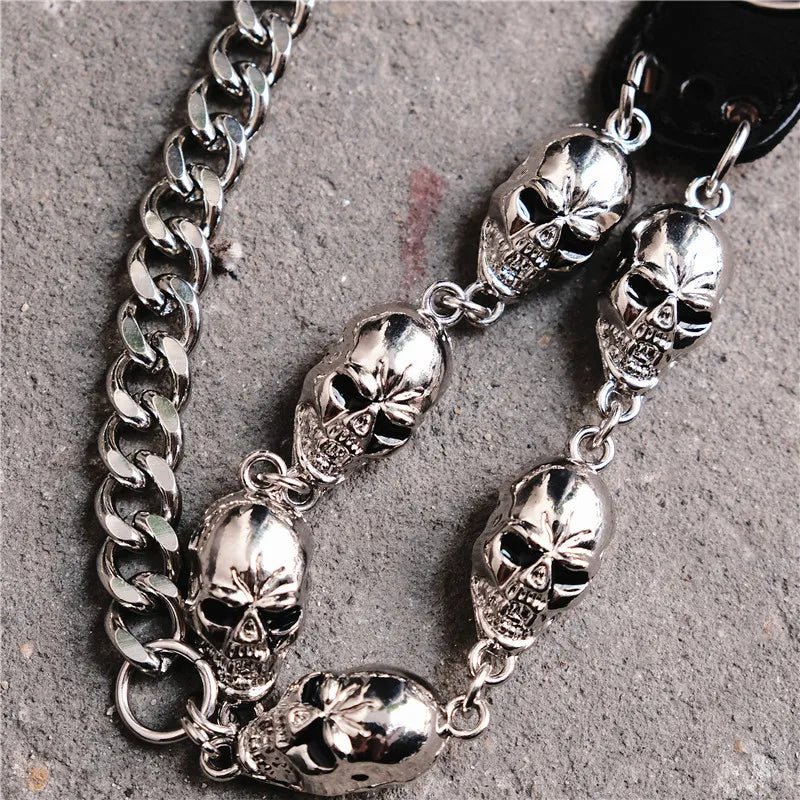 Men's Motorcyle KeyChain Jean Biker Wallet Belts Chain Skull Charm Gothic Rock Skull Pants Trousers Waist Key Men's  Keyring