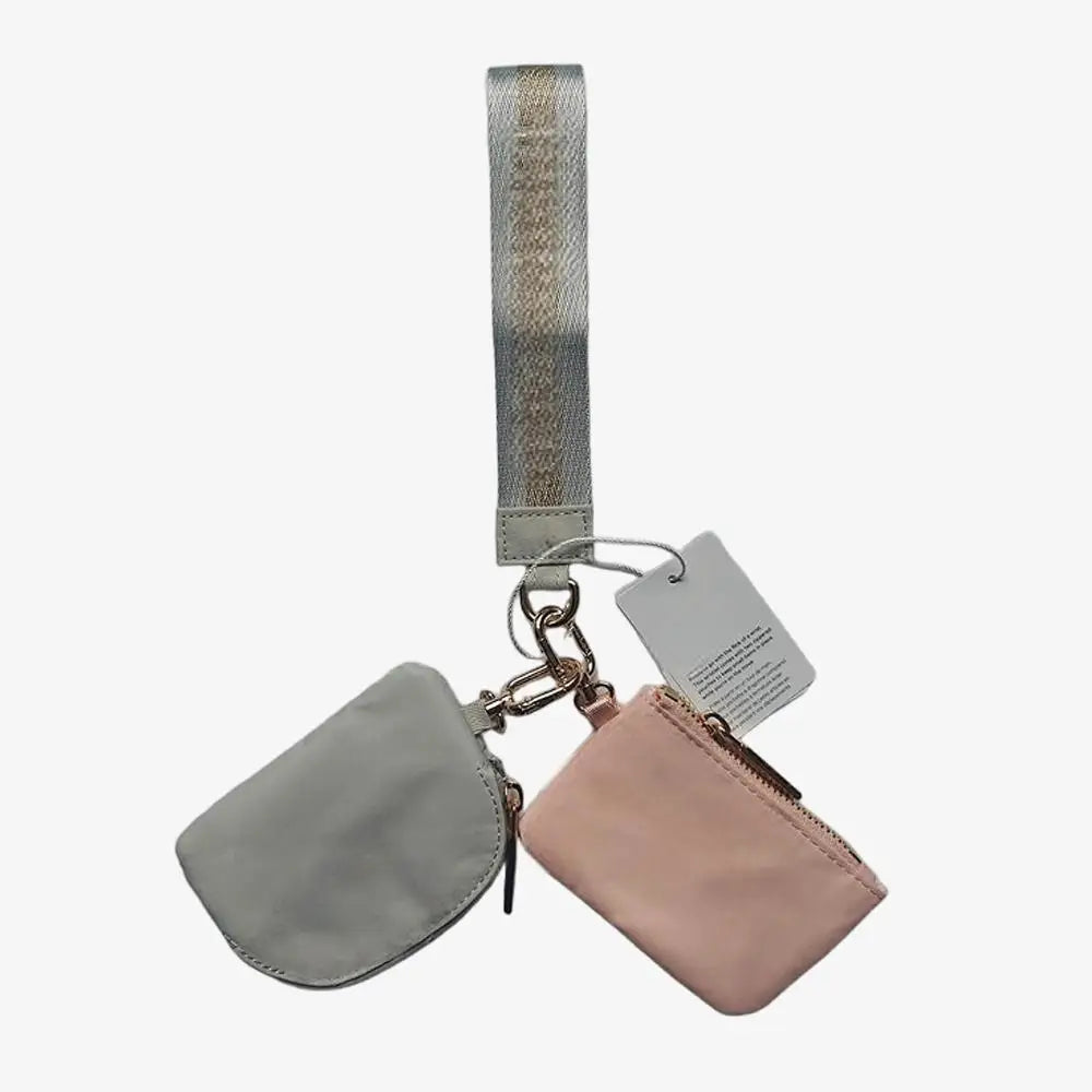 USA Oversea Warehouse Hot Sales High Quality Dual Pouch Bag Mini Nylon Pouch Wristlet Keychain Bag for Traveling Out