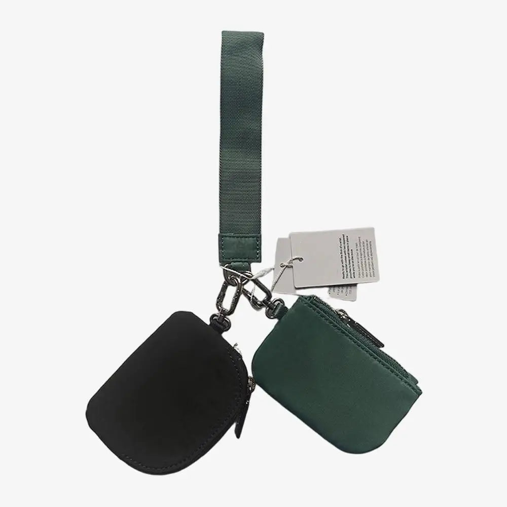 USA Oversea Warehouse Hot Sales High Quality Dual Pouch Bag Mini Nylon Pouch Wristlet Keychain Bag for Traveling Out