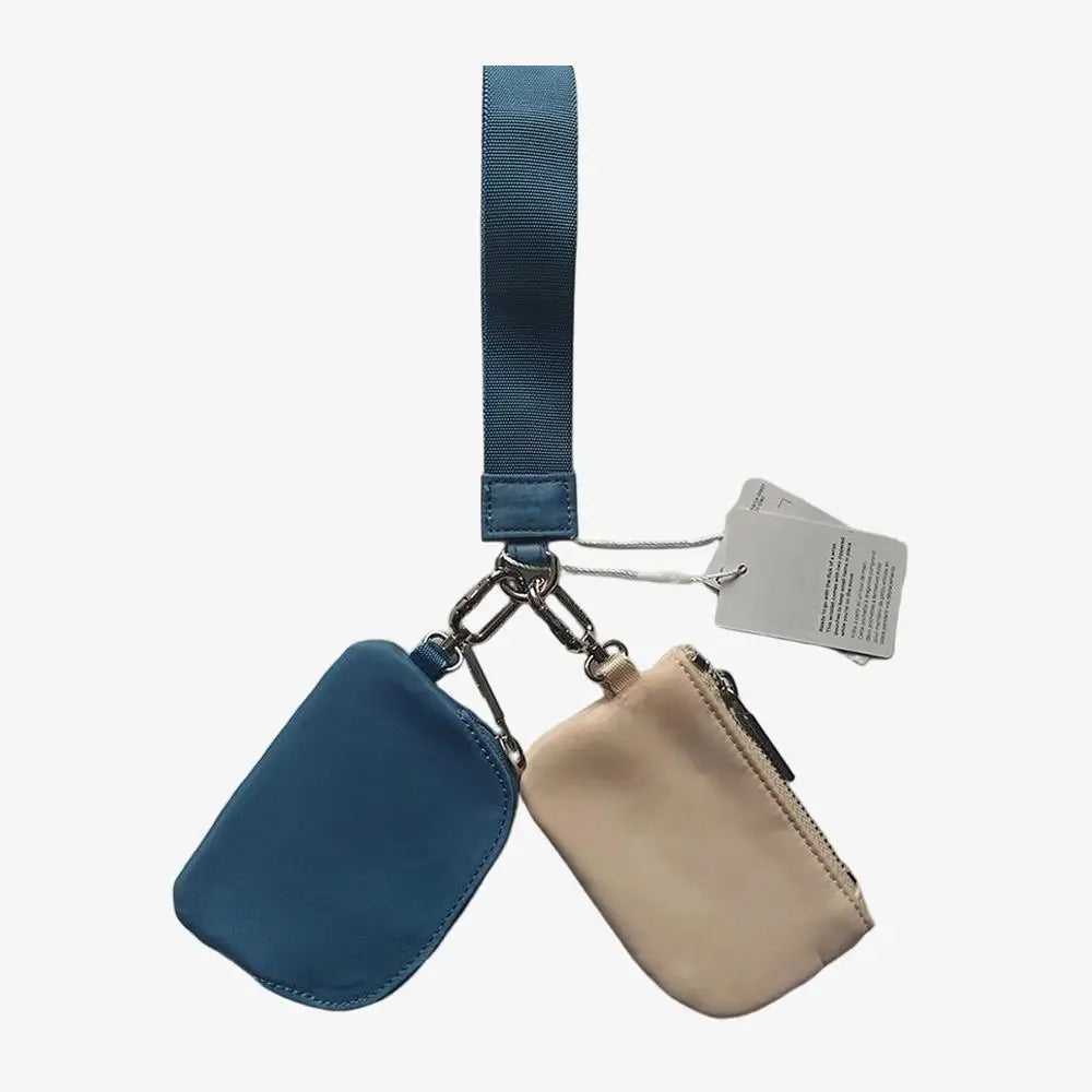 USA Oversea Warehouse Hot Sales High Quality Dual Pouch Bag Mini Nylon Pouch Wristlet Keychain Bag for Traveling Out