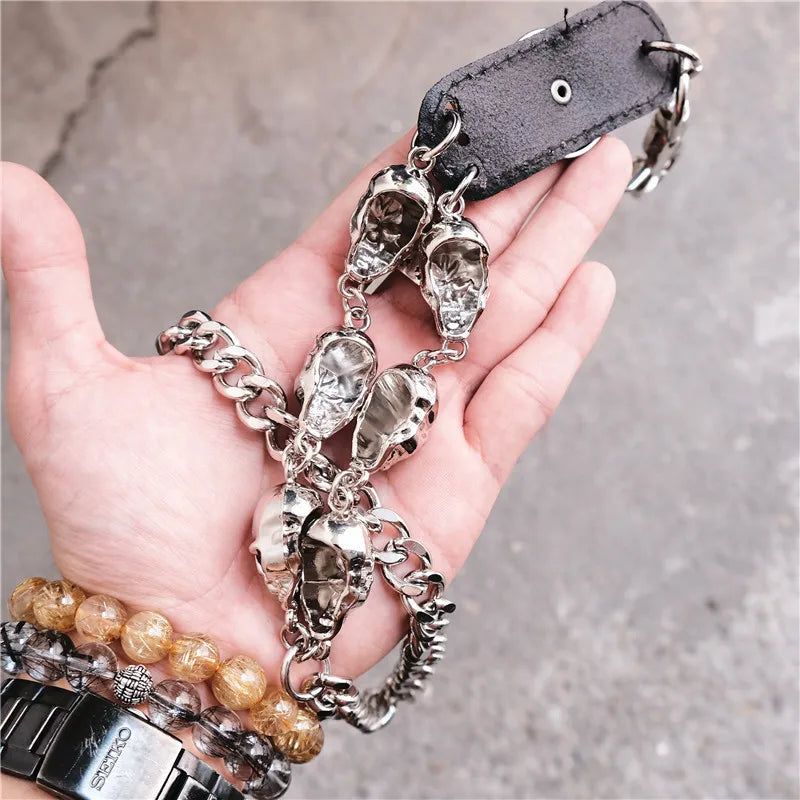 Men's Motorcyle KeyChain Jean Biker Wallet Belts Chain Skull Charm Gothic Rock Skull Pants Trousers Waist Key Men's  Keyring
