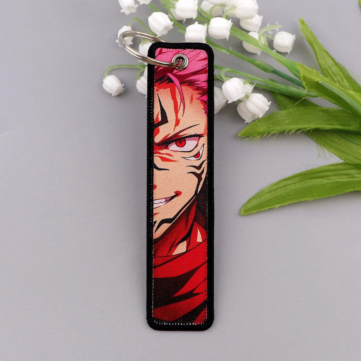Anime Embroidery Key Fobs Manga Key Tags Keychains for Women Men Car Keyring Cosplay Accessories Chaveiro Fans Gift