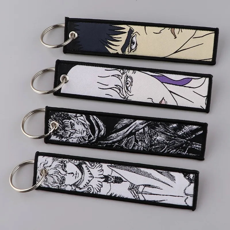 Anime JOJO's Bizarre Adventure Embroidery Keychain – Woven Fabric Pendant, Decorative Key Chain for Bags, Business Gift for Fans