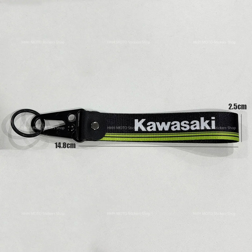 Car Keychain for Kawasaki Both Sides Woven Label Key Embroidery Pendant Tags Motorcycle Keychain Rectangle Keyring