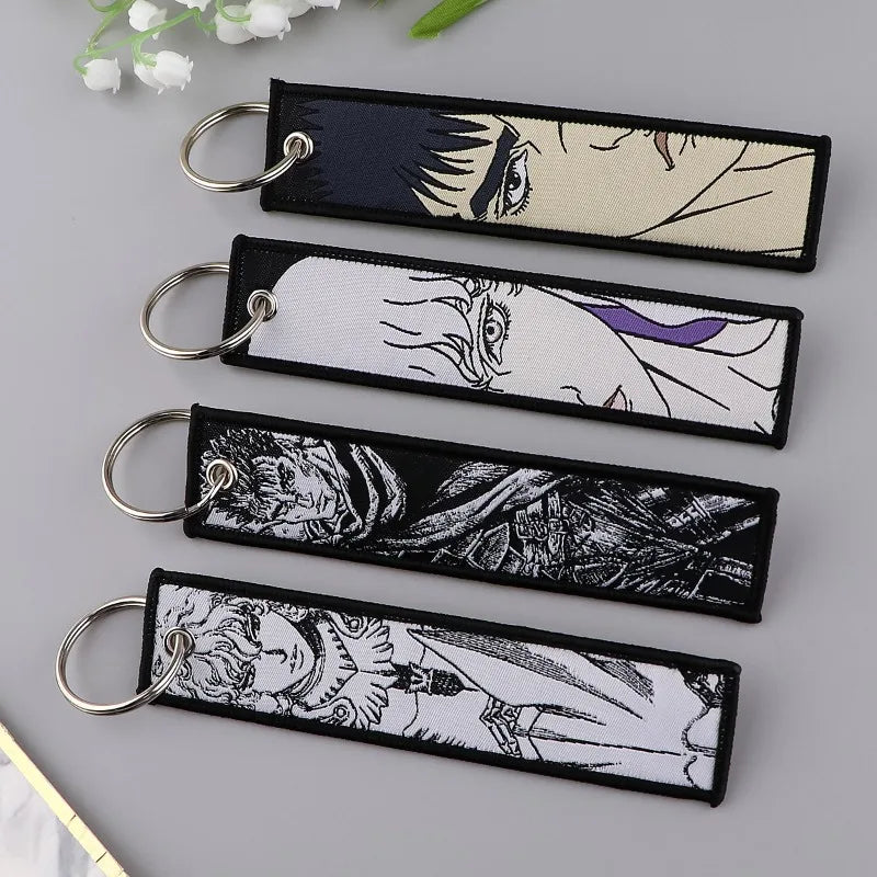 Anime JOJO's Bizarre Adventure Embroidery Keychain – Woven Fabric Pendant, Decorative Key Chain for Bags, Business Gift for Fans