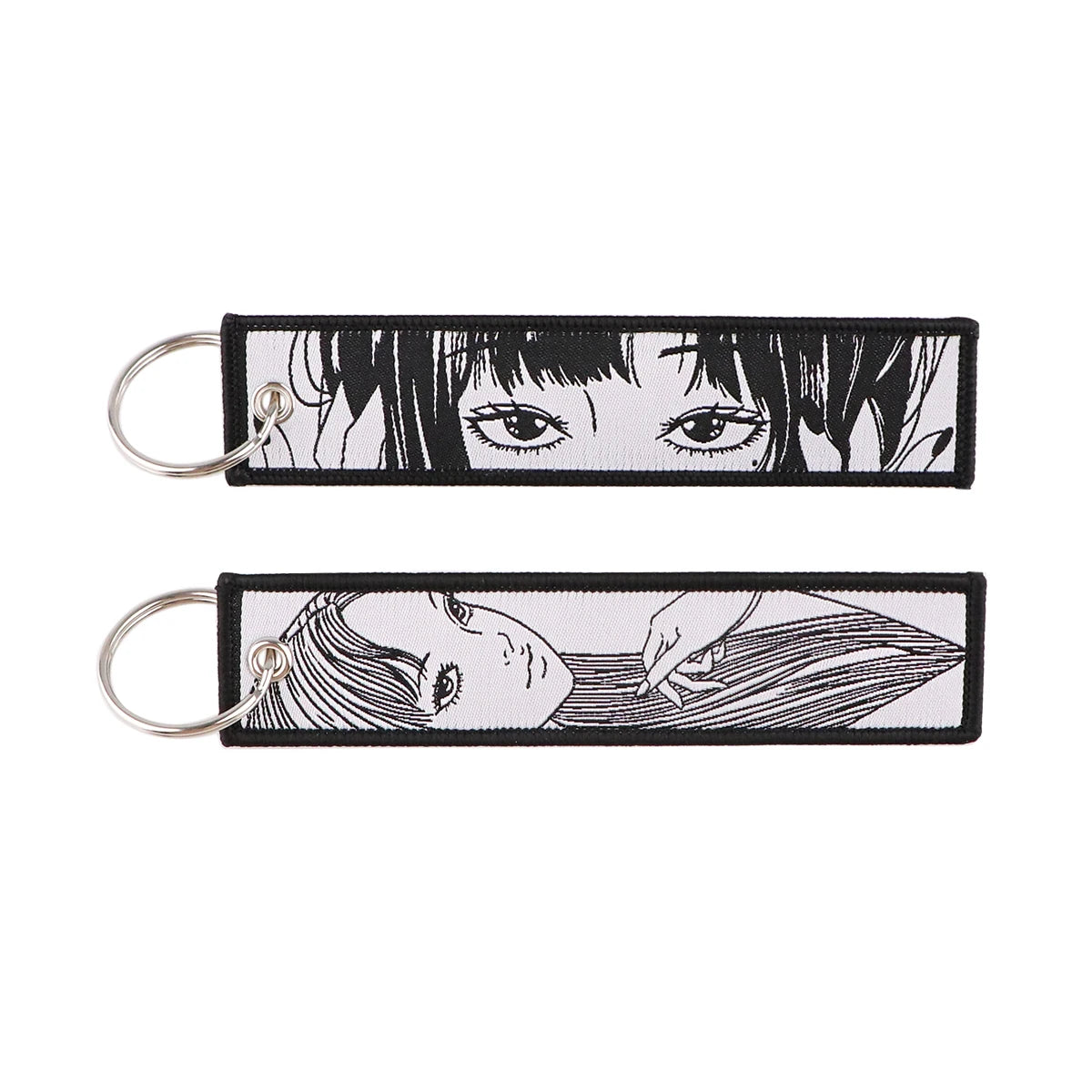 Japanese Horror Anime Keychain for Motorcycles Cars Key Fobs Embroidery Key Ring  Key Tag for Men Women Accessories