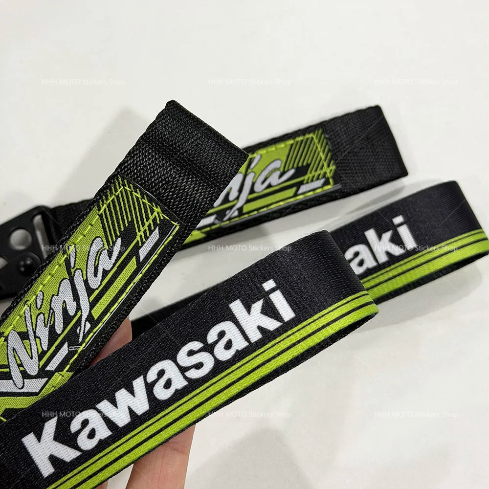Car Keychain for Kawasaki Both Sides Woven Label Key Embroidery Pendant Tags Motorcycle Keychain Rectangle Keyring