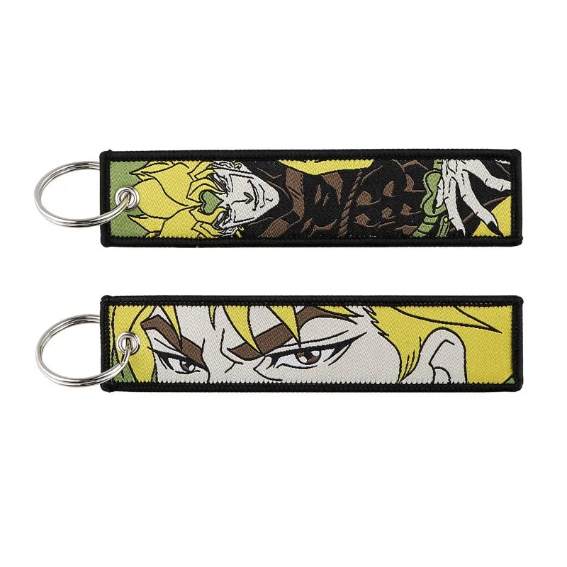 Anime JOJO's Bizarre Adventure Embroidery Keychain – Woven Fabric Pendant, Decorative Key Chain for Bags, Business Gift for Fans