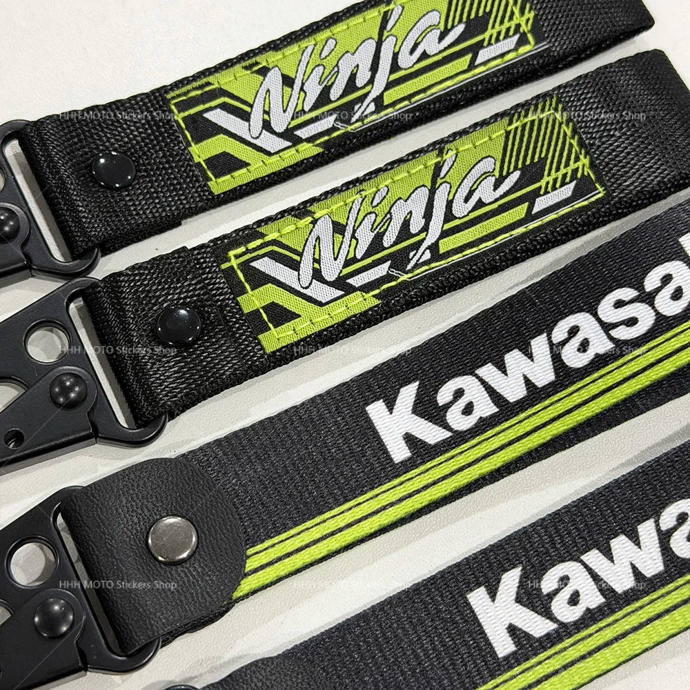Car Keychain for Kawasaki Both Sides Woven Label Key Embroidery Pendant Tags Motorcycle Keychain Rectangle Keyring
