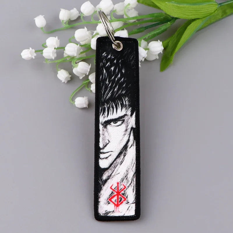 Anime JOJO's Bizarre Adventure Embroidery Keychain – Woven Fabric Pendant, Decorative Key Chain for Bags, Business Gift for Fans