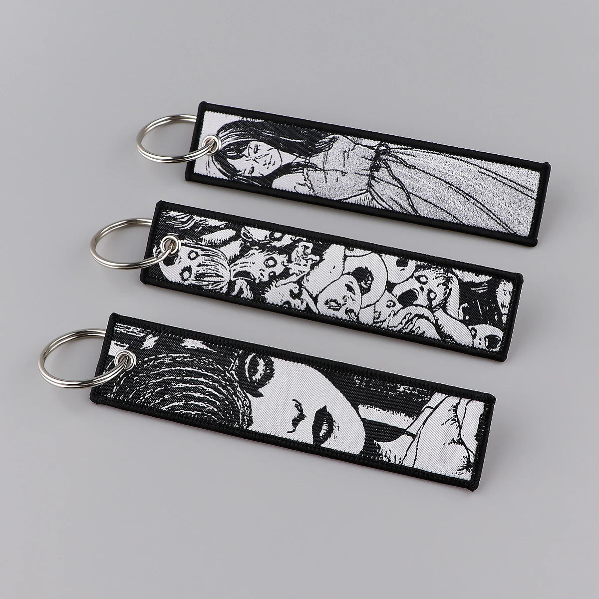 Japanese Horror Anime Keychain for Motorcycles Cars Key Fobs Embroidery Key Ring  Key Tag for Men Women Accessories