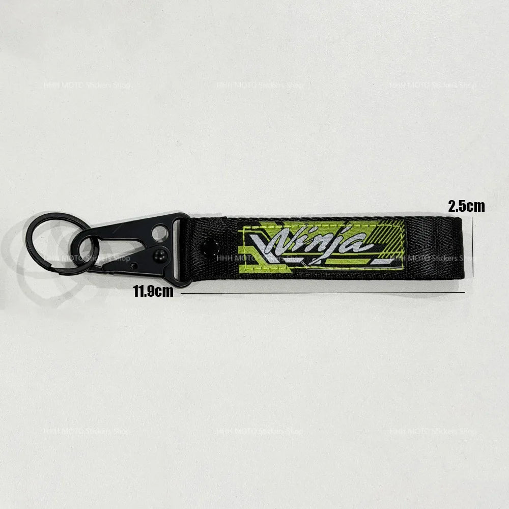 Car Keychain for Kawasaki Both Sides Woven Label Key Embroidery Pendant Tags Motorcycle Keychain Rectangle Keyring