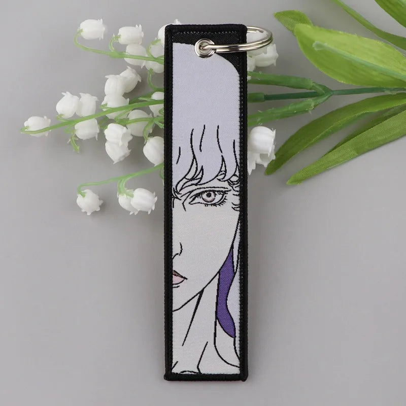 Anime JOJO's Bizarre Adventure Embroidery Keychain – Woven Fabric Pendant, Decorative Key Chain for Bags, Business Gift for Fans