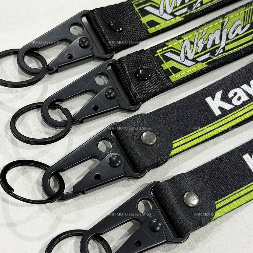 Car Keychain for Kawasaki Both Sides Woven Label Key Embroidery Pendant Tags Motorcycle Keychain Rectangle Keyring