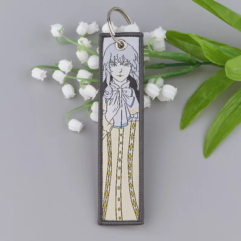 Anime JOJO's Bizarre Adventure Embroidery Keychain – Woven Fabric Pendant, Decorative Key Chain for Bags, Business Gift for Fans